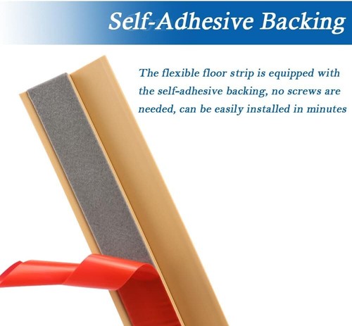 Floor Transition Strip PVC 10Ft Self-Adhesive Edging Trim for Carpet & Flooring - Picture 6 of 9