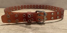 Calvin klein Jeans XL Dual Drong Grommet Belt Red/Brown Silver Tone Buckle