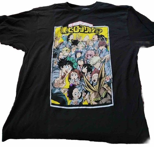 My Hero Academia Shirt Men's Medium Group Selfie Anime Cartoon Black T-Shirt - Picture 1 of 3