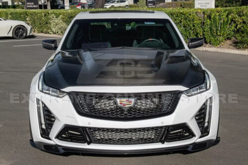 Front Lip For 20-Up Cadillac CT5-V Blackwing Real CARBON FIBER Extended Splitter - Picture 2 of 23