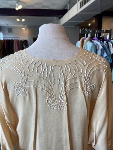 Blusa de seda vintage de 1920 con cuentas - Imagen 3 de 14