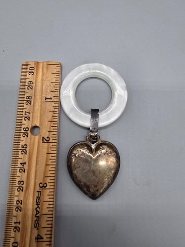 Lullaby Sterling Silver Heart 1934 Vtg Teething Ring Rattle - Picture 2 of 4