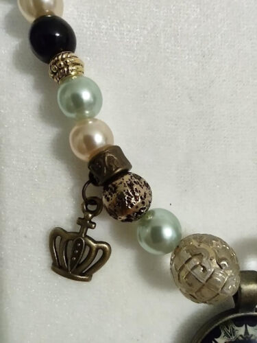 Collar con cuentas a mano, dragón, tema de juego de tronos, verde y dorado, llamativo - Imagen 4 de 7