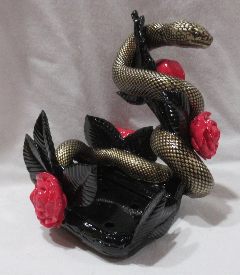 Soporte Jabón Espumoso Bath & Body Works Negro Dorado Rojo Resina SERPIENTE Y ROSAS Foto 3 de 4