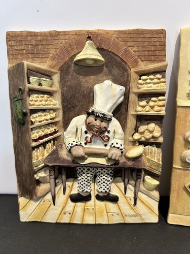 2 Suzan Riggsbee Bon Appetit Pastry Chef 3D Resin Wall Hanging Plaques - Picture 3 of 12