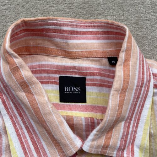 Hugo Boss Men’s Pure Linen Button Up Striped Shirt Multicoloured Size M - Picture 4 of 15