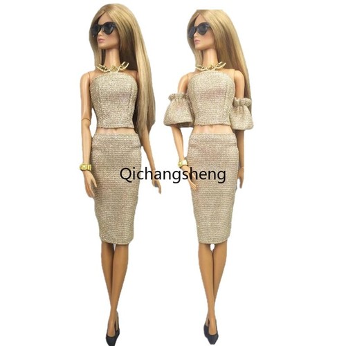 Shiny Puff Sleeve 1/6 BJD Doll Clothes Outfits Top Skirt 11.5" Dolls Accessories - Picture 3 of 17