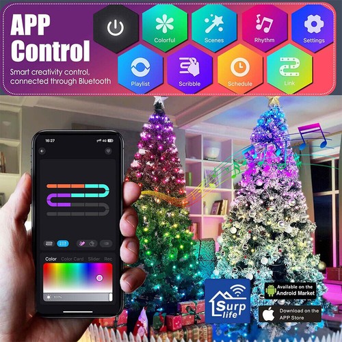 Christmas Tree Waterfall String Lights RGB Outdoor/Indoor Waterproof Smart Fairy - Picture 4 of 8