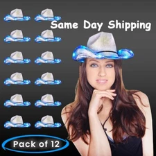 Light Up Iridescent Purple Colorful Cowboy Hats - Pack of 12 By Party Glowz