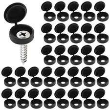 Black Screw Caps w/ Flip Tops Hinged Covers for Phillips Screws Waterproof 50pcs