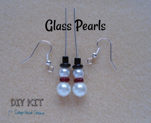 DIY Earring KIT Beaded Snowman Jewelry Making Craft Bead Kit Photo Instructions - Picture 9 of 10