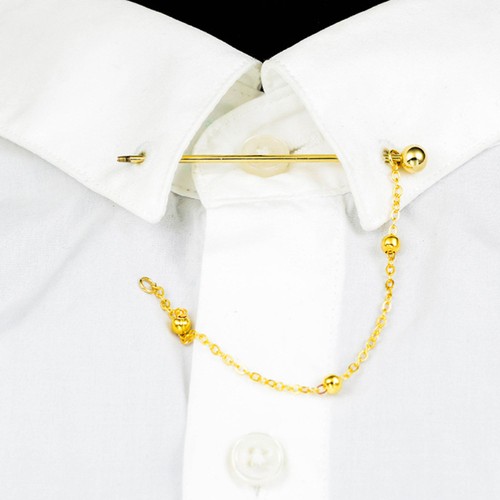 Collar Button Clips with Chain for Men Brooch Decoration - Imagen 10 de 11