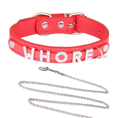 Adjustable PU Leather BDSM Collar Punk Goth Choker Necklace Custom Name Letters - Picture 10 of 13