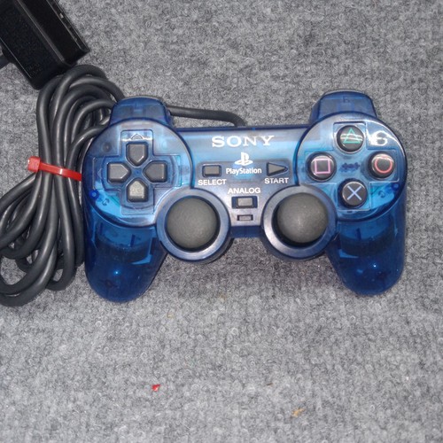 Sony PlayStation 2 PS2 Transparent Blue Controller DualShock OEM SCPH-10010 - Picture 1 of 4