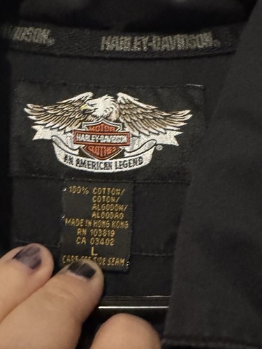 Harley Davidson Y2K Herren Embroidered Logo Short Sl Button Up Hemd LG Baumwolle - Bild 2 von 3