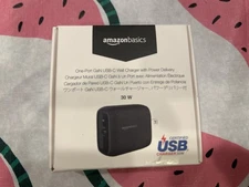 Amazon Basics 30W One-Port GaN USB-C Wall Charger w Power Delivery for Tablets,
