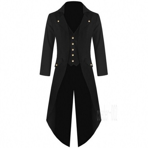 Retro Victorian Steampunk Swalow Gothic Tailcoat Men Jacket Ringmaster Tail Coat - Picture 8 of 13