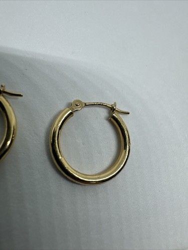 Read! Jcm 14K Fine Yellow Gold 15mm Round Circle Ring Hoop Snap Earrings, 0.65g - Picture 6 of 14