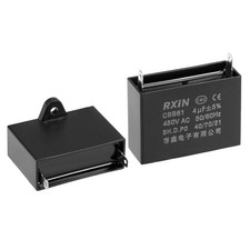 CBB61 Run Capacitor 450V AC 4uF 50/60Hz 2 Pin Black for Air Conditioner