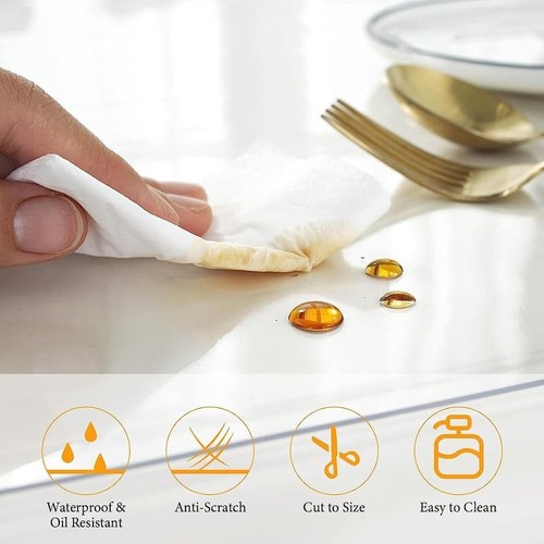 2mm Thick Clear Table Cover Protector 36 x 60 Inch, Plastic Table Cover Recta... - Imagen 5 de 7