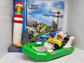 LEGO City 60014 Coast Guard Patrol Complete w/ Instructions Minifigs Boat No Box