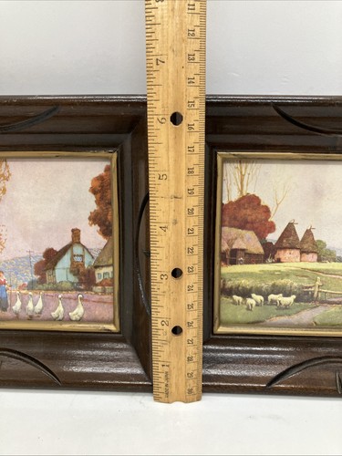 Vintage Art Landscape Set Of 2 Country Village Wood Framed Art Prints 1940s - Picture 4 of 6
