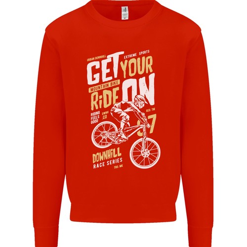 Get Your Ride on Downhill Mountain Biking Kids Sweatshirt Jumper - Picture 14 of 31