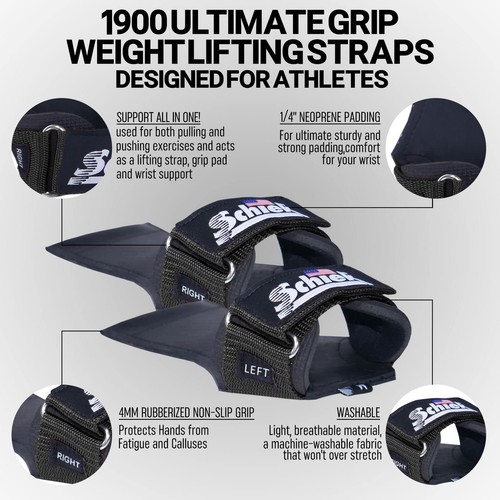 Sports 1900 Ultimate Hand Grip - Impugnature in Neoprene Spessore 9 mm per Sollevamento Pesi... - Foto 3 di 8