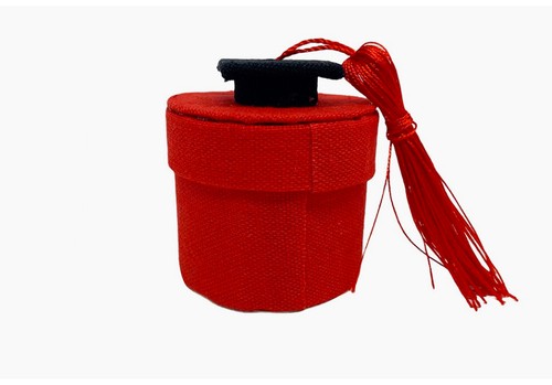 Bomboniera portaconfetti Laurea scatola in tessuto rosso per confetti​ - Foto 1 di 3