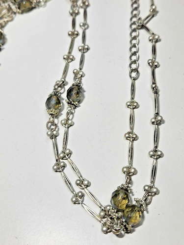 Chicos Pendant Necklace Green Faceted Glass Beads Chandelier Tassel 34" NOS - Picture 6 of 17
