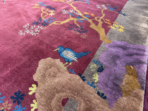 Auth: 1930's Antique Art Deco Chinese Rug   Spectacular Beauty   Purple  9x12 NR - Picture 9 of 20