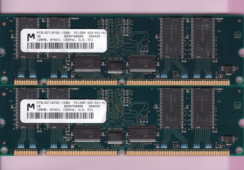 256MB 2x128MB PC-133 MICRON MT9LSDT1672G-133B1 ECC PC133 RDIMM SERVER SDRAM Kit - Picture 1 of 2