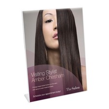 Office Depot Brand Slanted Sign Holder, Vertical, 11"H x 8-1/2"W, Clear