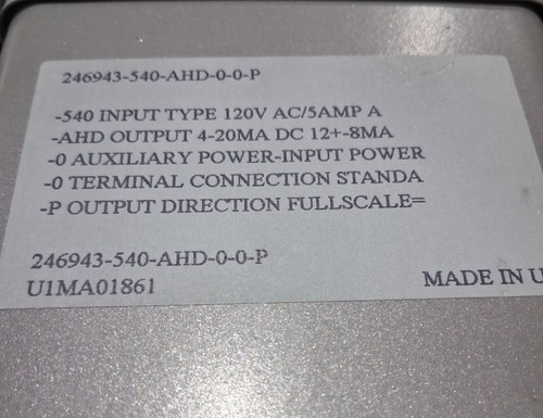 Yokogawa 246943-540-AHD-0-0-P Power Transducer 120v-ac 5a - Picture 5 of 6