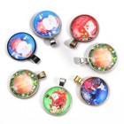 100pcs Creative Christmas Santa Claus Snow Man Flat Back Button Glass Sticker