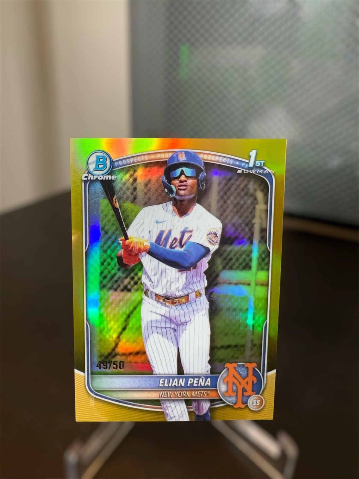 Elian Pena 2025 Bowman Chrome 1st True Gold /50 Mets Prospect