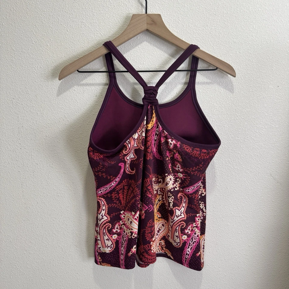 Athleta Tankini Top Womens Medium Pink Bathing Suit Shelf Bra Outdoor Surf Beach - Image 4 of 4
