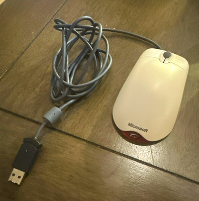 Microsoft Wheel Mouse Optical USB Wired 3-Button Scroll 400 DPI White/Gray