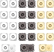 30 Sets 18Mm Magnetic Snaps, Plum Blossom Magnet Buttons Metal Magnetic Snap....