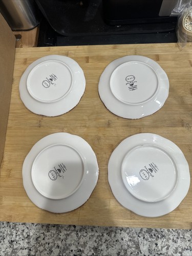 VTG Tracy Porter Jolly Ol' Snowy On Snow 8" salade Plate Set 4Pc Red Christmas * - Picture 7 of 7