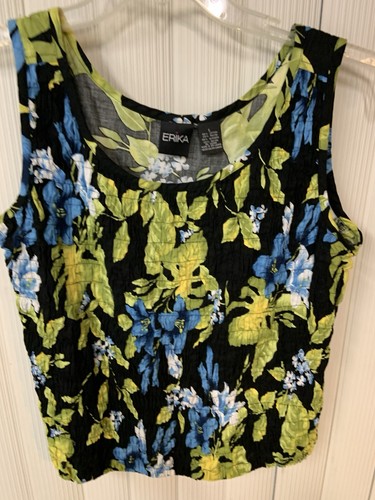 Erika Women’s 2 Piece Tank Top Set, Size L,SSleeve,floral Blue Print,buttons - Picture 8 of 11