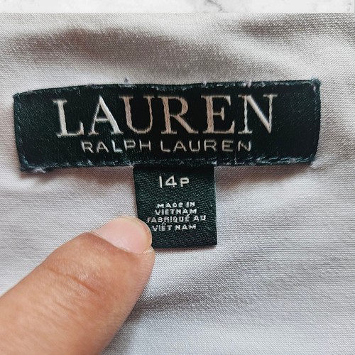 Abito Lauren Ralph Lauren 14P finto avvolgente floreale nero blu elasticizzato petite - Foto 5 di 10
