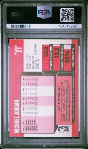 Michael Jordan 1989 Fleer PSA 8 #21 NM-MT Chicago Bulls HOF GOAT - Picture 2 of 2