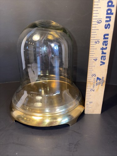 Vtg Solid Brass GATCO Clear glass cloche display dome Taiwan MCM Plant Doll 6โ - Picture 5 of 6