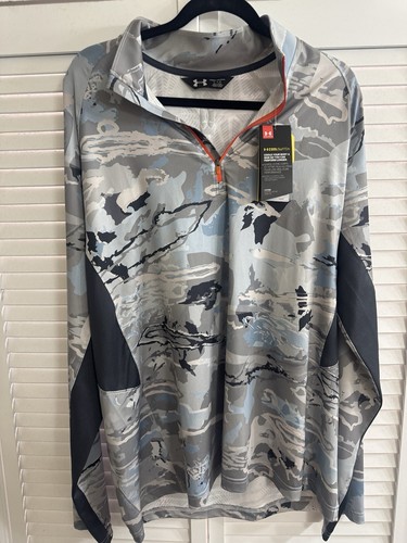 Under Armour Pullover Mens X-Large Gray Black Camo Shirt Jacket Quarter Zip