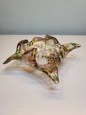 Vintage Art Glass Dish Confetti Swirl Design Mid Century