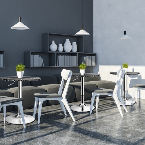 Modern Round Marble Bar Table Height Adjustable 360° Swivel Counter Pub Table - Picture 12 of 12
