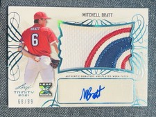 Mitchell Bratt 2021 Leaf Trinity Bronze Patch Auto PA-MB2 Texas Rangers /99