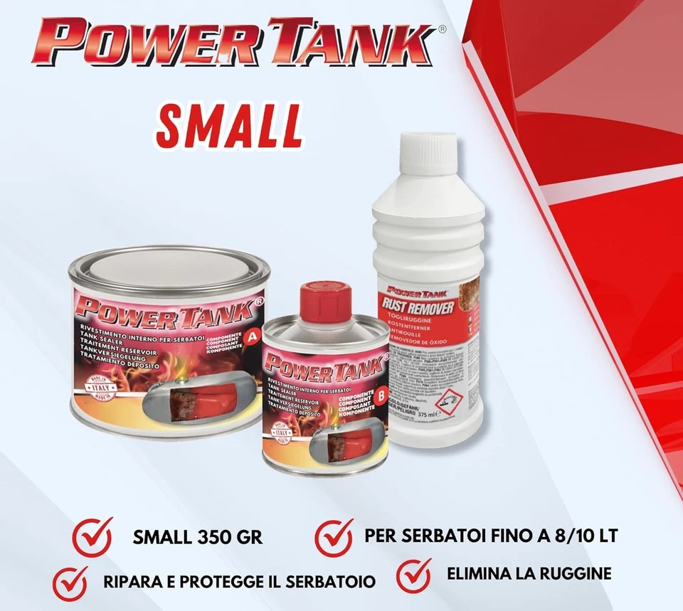 POWER TANK KIT TRATTAMENTO SERBATOIO PER VESPA 125 150 200 RALLY SPRINT SUPER GL - Immagine 4 di 4