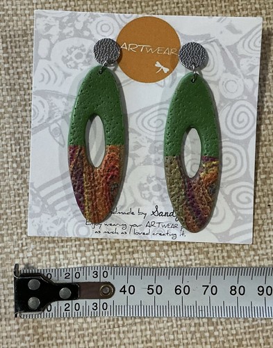 Handmade Earrings, Art Wear, Made By Sandy, Colourful, BRAND NEW - Picture 4 of 5